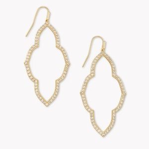 Kendra Scott Abbie Gold Open Frame Earrings in White Crystal